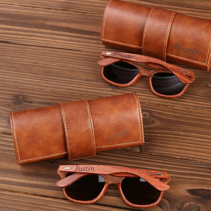 Outdoor Retro Sonnenbrille benutzerdefinierte Name Lederetui
