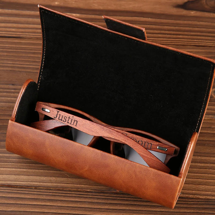 Outdoor Retro Sonnenbrille benutzerdefinierte Name Lederetui