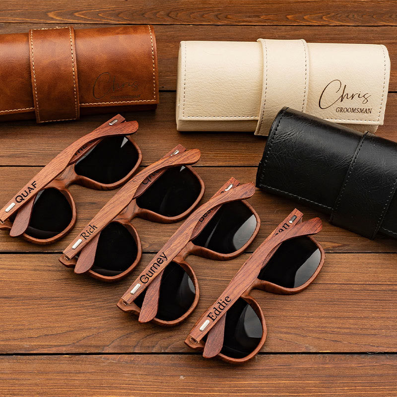 Outdoor Retro Sonnenbrille benutzerdefinierte Name Lederetui