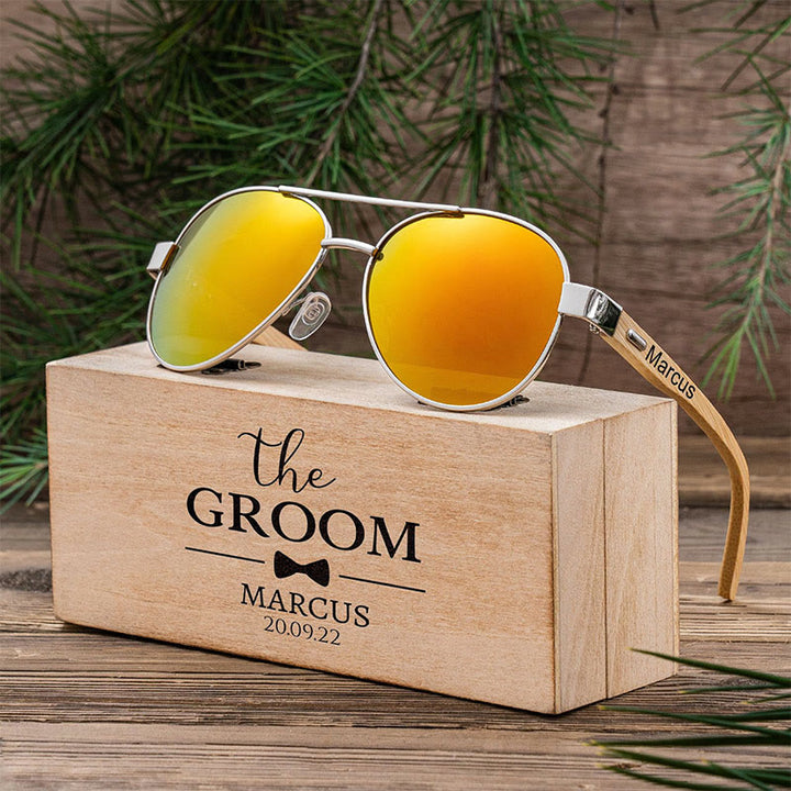 Outdoor Sonnenbrille benutzerdefinierte Name Holzetui