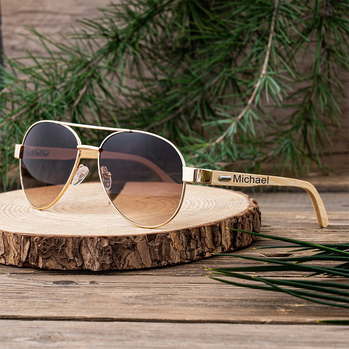 Outdoor Sonnenbrille benutzerdefinierte Name Holzetui