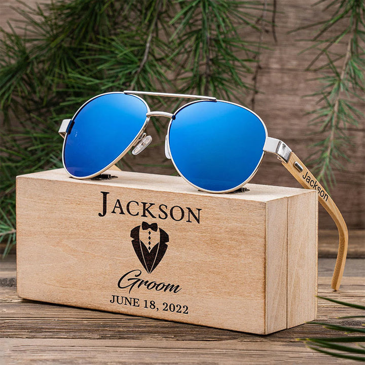 Outdoor Sonnenbrille benutzerdefinierte Name Holzetui
