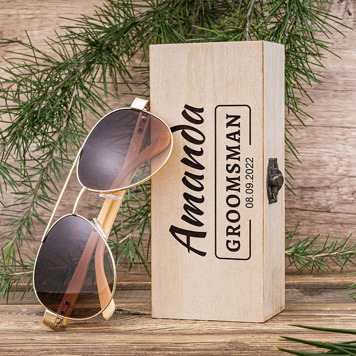 Outdoor Sonnenbrille benutzerdefinierte Name Holzetui