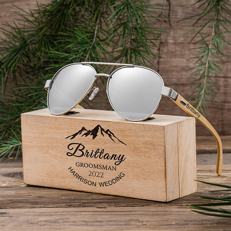 Outdoor Sonnenbrille benutzerdefinierte Name Holzetui