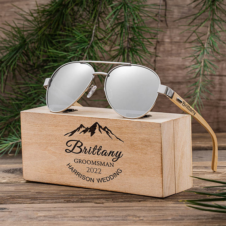 Outdoor Sonnenbrille benutzerdefinierte Name Holzetui