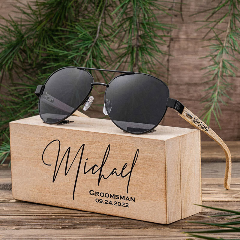 Outdoor Sonnenbrille benutzerdefinierte Name Holzetui