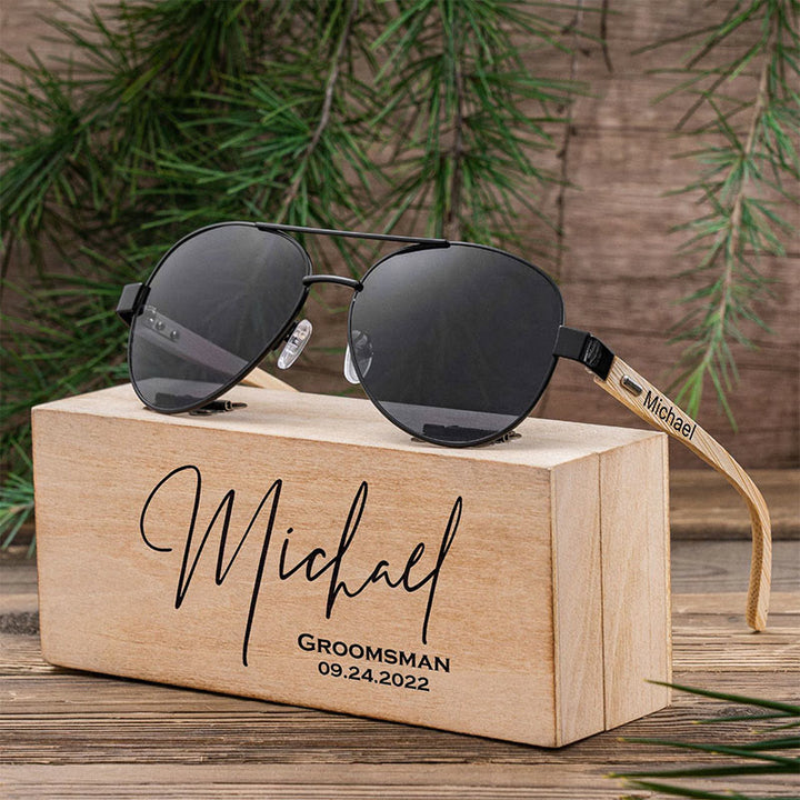Outdoor Sonnenbrille benutzerdefinierte Name Holzetui