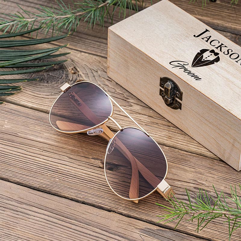 Outdoor Sonnenbrille benutzerdefinierte Name Holzetui