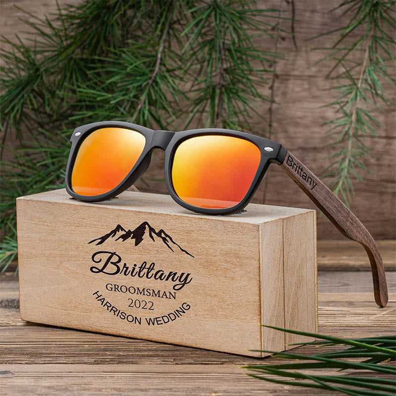 Sonnenschirm Spiegel Sonnenbrille benutzerdefinierte Name Holzetui