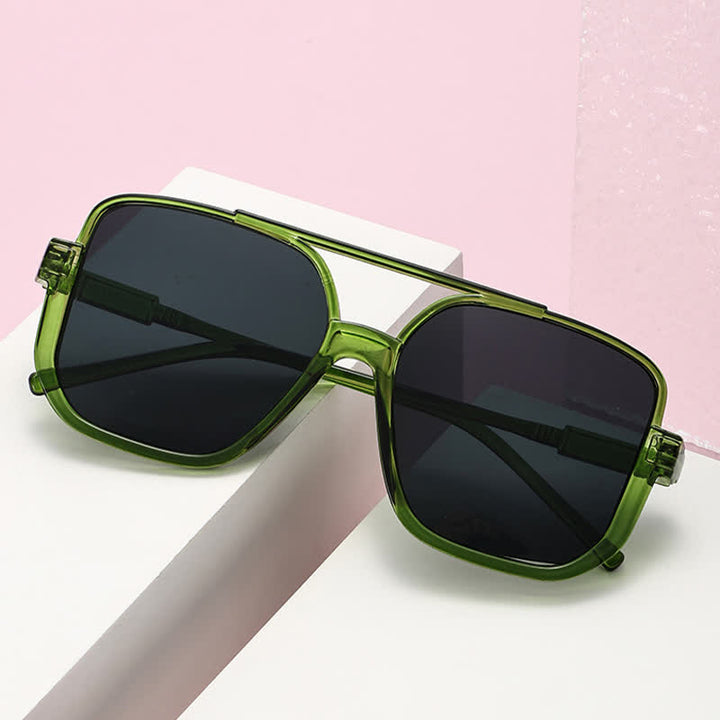 Übergroße Sonnenbrille mit quadratischem Rahmen und Sonnenschutz