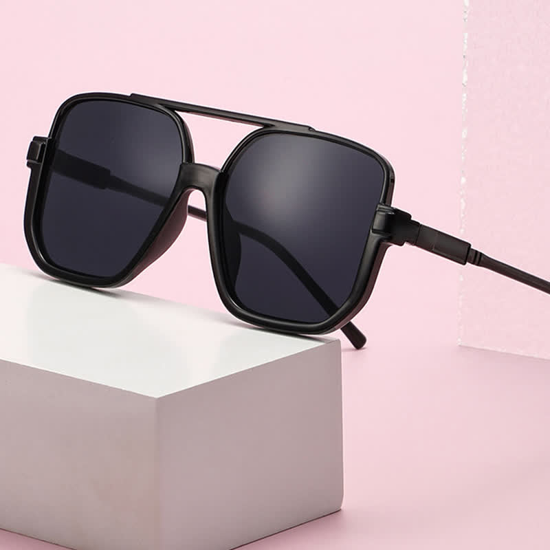 Übergroße Sonnenbrille mit quadratischem Rahmen und Sonnenschutz