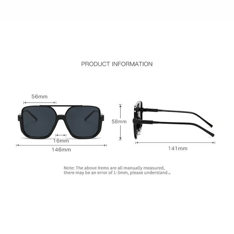 Übergroße Sonnenbrille mit quadratischem Rahmen und Sonnenschutz