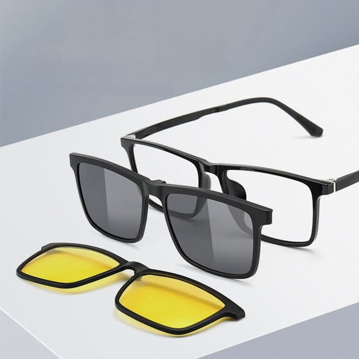 3-teilige Sonnenbrille mit magnetischen Clip-On-Objektiven und Brillenrahmen