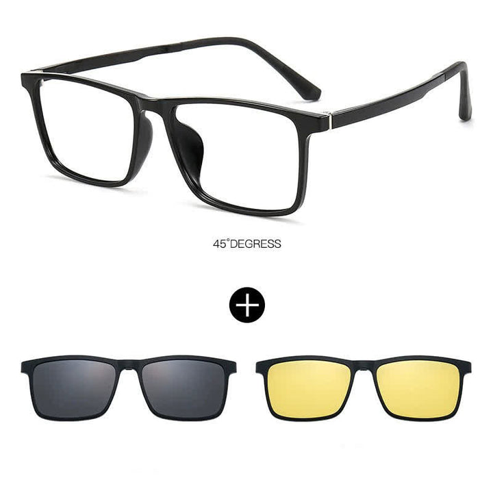 3-teilige Sonnenbrille mit magnetischen Clip-On-Objektiven und Brillenrahmen