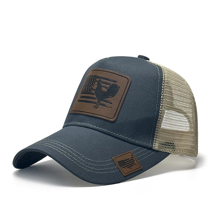Farm Cock And Flag Verstellbare Herren-Truckermütze