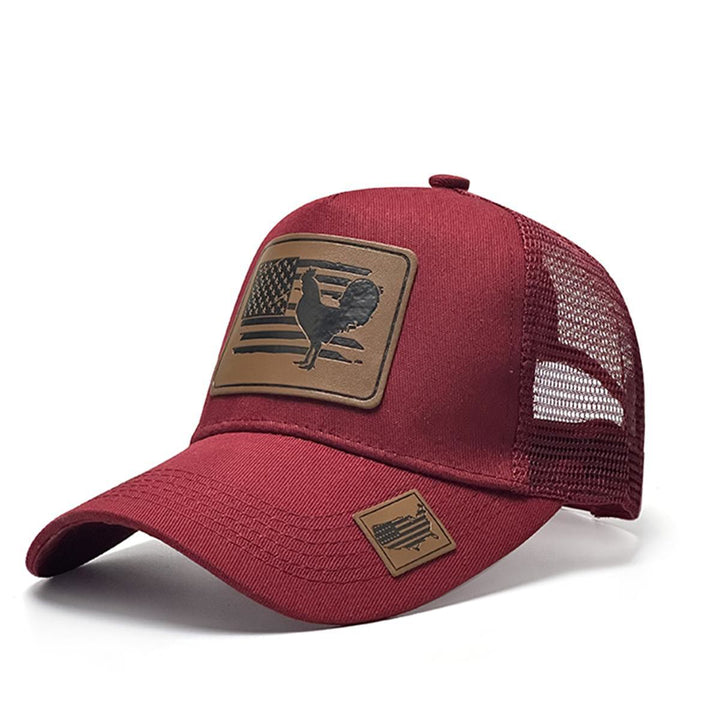 Farm Cock And Flag Verstellbare Herren-Truckermütze