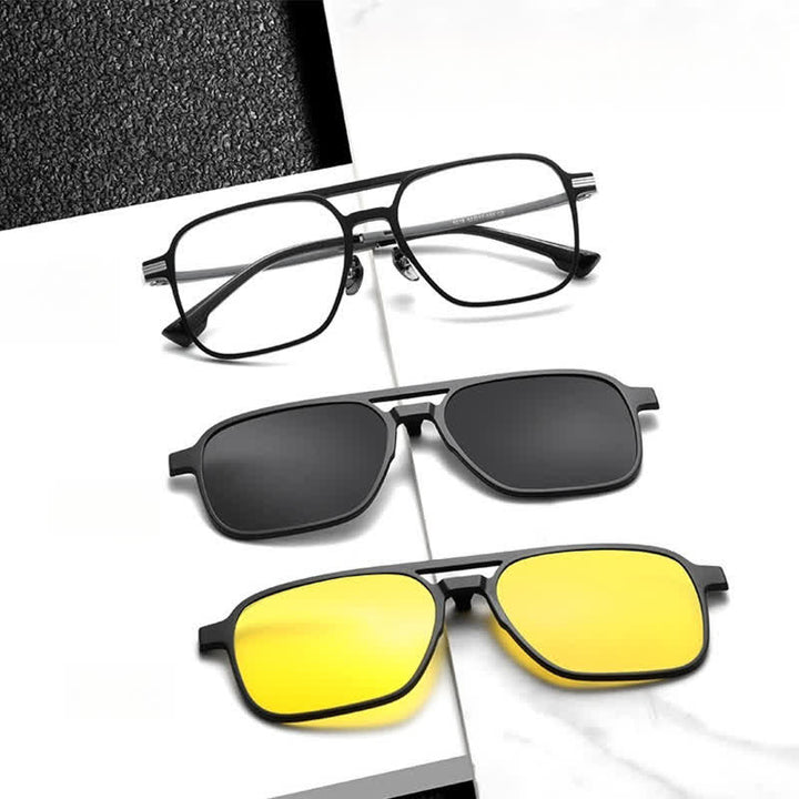 3-teilige kreative magnetische Clip-on-Linse & Brillenrahmen Sonnenbrille