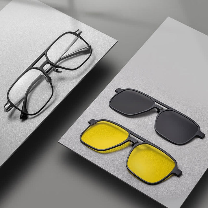 3-teilige kreative magnetische Clip-on-Linse & Brillenrahmen Sonnenbrille