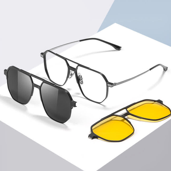 3-teilige kreative magnetische Clip-on-Linse & Brillenrahmen Sonnenbrille