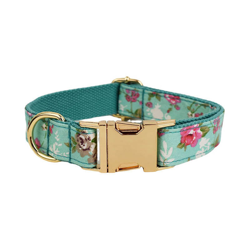Florales Hunde- und Katzenhalsband mit verstellbarer Fliege und Hundegeschirr-Leine