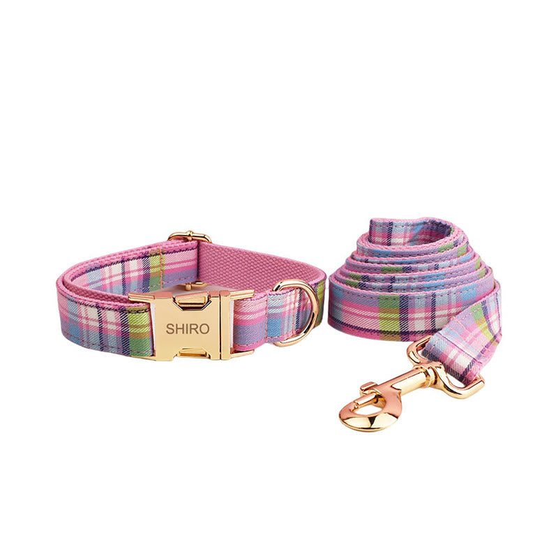 Farbe Plaid Hund Katze Einstellbare Fliege Kragen Hund Geschirr Leine Set