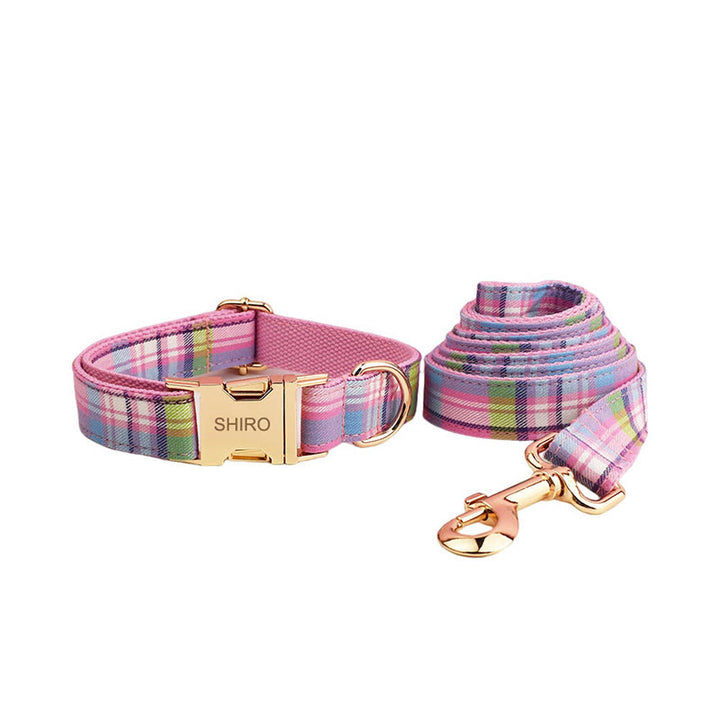 Farbe Plaid Hund Katze Einstellbare Fliege Kragen Hund Geschirr Leine Set