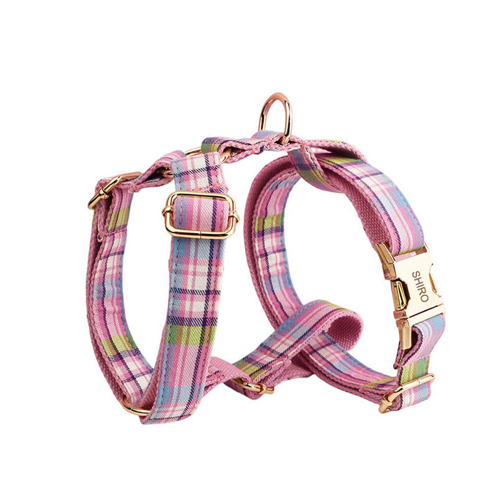 Farbe Plaid Hund Katze Einstellbare Fliege Kragen Hund Geschirr Leine Set