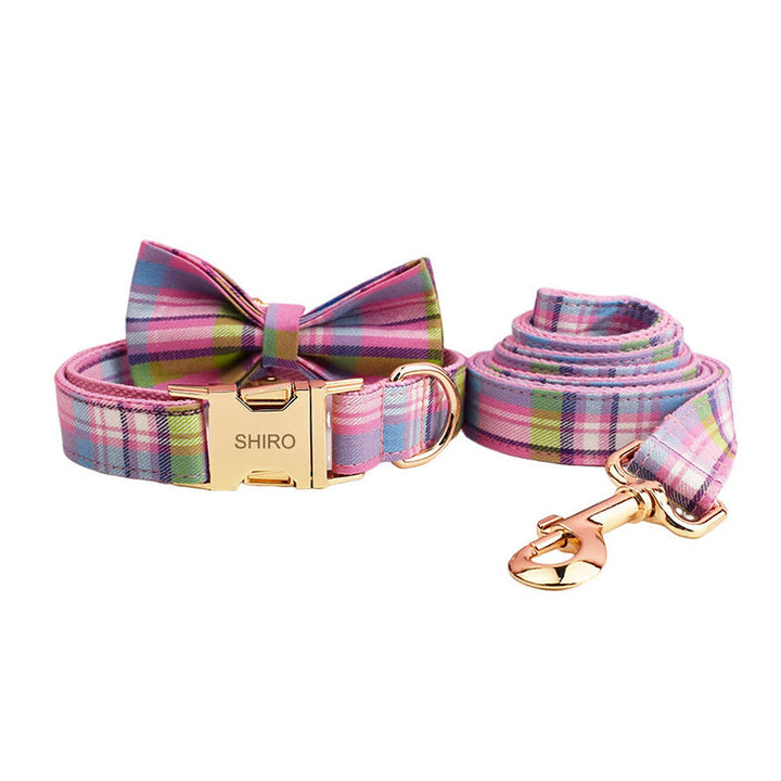 Farbe Plaid Hund Katze Einstellbare Fliege Kragen Hund Geschirr Leine Set