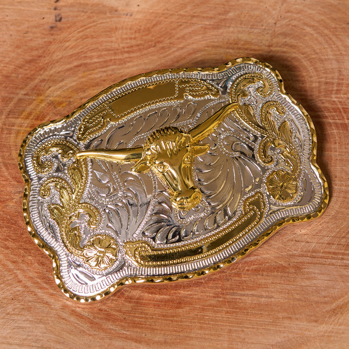 Gold Bullenkopf DIY Western Cowboy Schnalle Ledergürtel - image 2