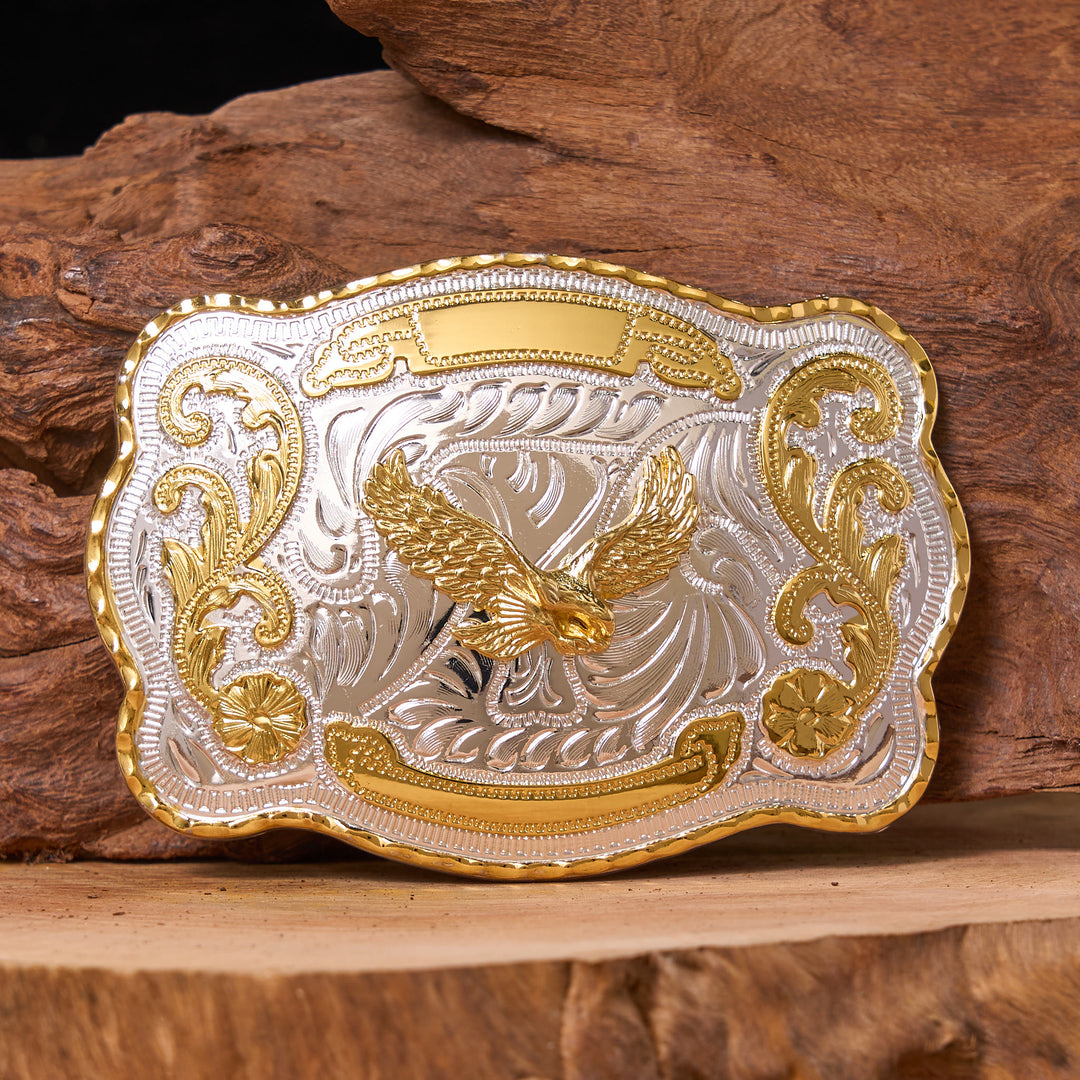 Gold Flying Eagle DIY Western Cowboy Schnalle Ledergürtel - Fliegender Adler - Ohne Gürtel - Nicht im Lieferumfang enthaltener Gürtel - image 1