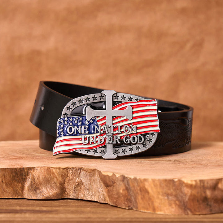 One Nation Under God DIY Western-Ledergürtel mit Schnalle