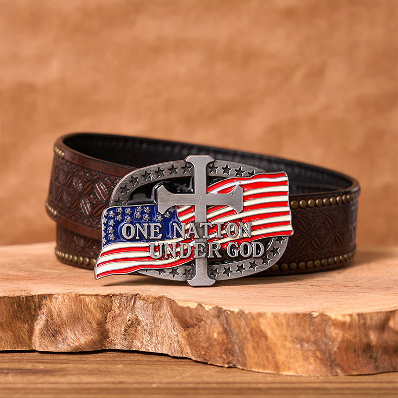 One Nation Under God DIY Western-Ledergürtel mit Schnalle