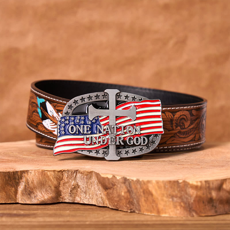 One Nation Under God DIY Western-Ledergürtel mit Schnalle