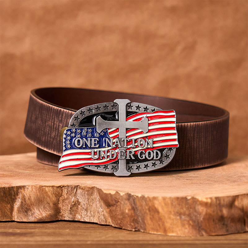 One Nation Under God DIY Western-Ledergürtel mit Schnalle