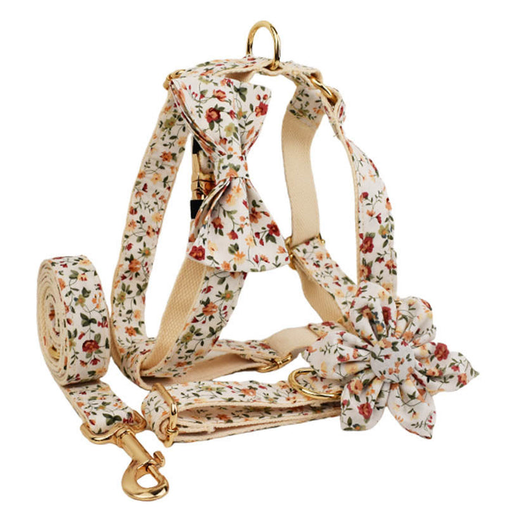 Floral Pet Verstellbares Hundehalsband mit Fliege und Leine