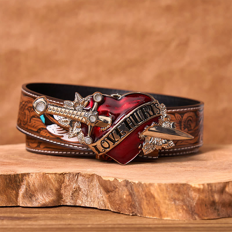 Ein Schwert durch das Herz DIY Western Schnalle Ledergürtel