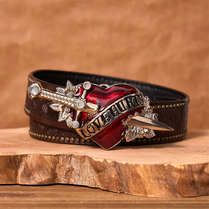 Ein Schwert durch das Herz DIY Western Schnalle Ledergürtel