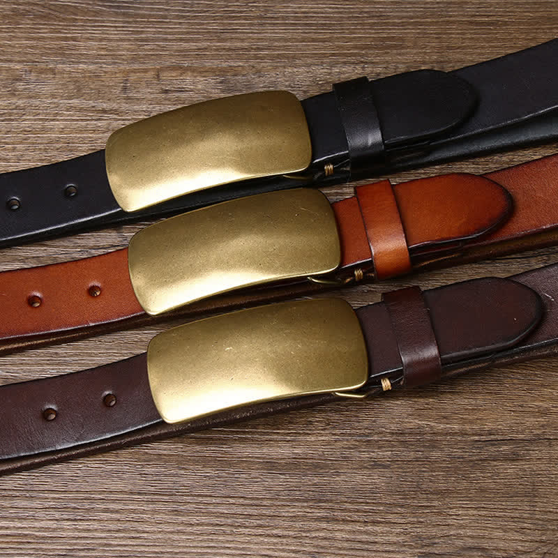 Lässiger Jeans-Ledergürtel für Herren mit großer Plattenschnalle