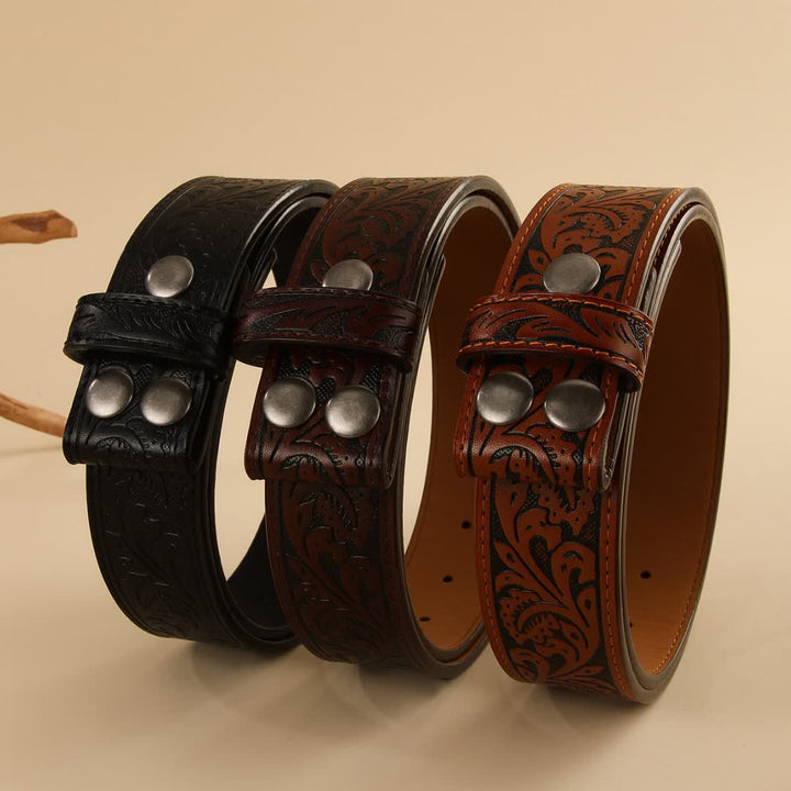 Western Flower Embroidered DIY Ledergürtelband ohne Gürtelschnalle