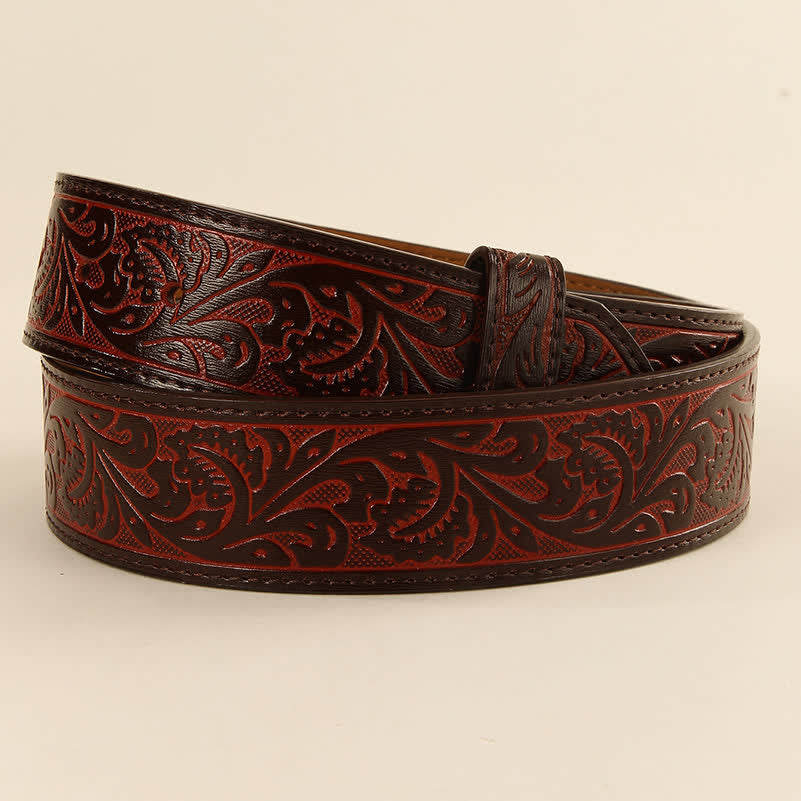 Western Flower Embroidered DIY Ledergürtelband ohne Gürtelschnalle
