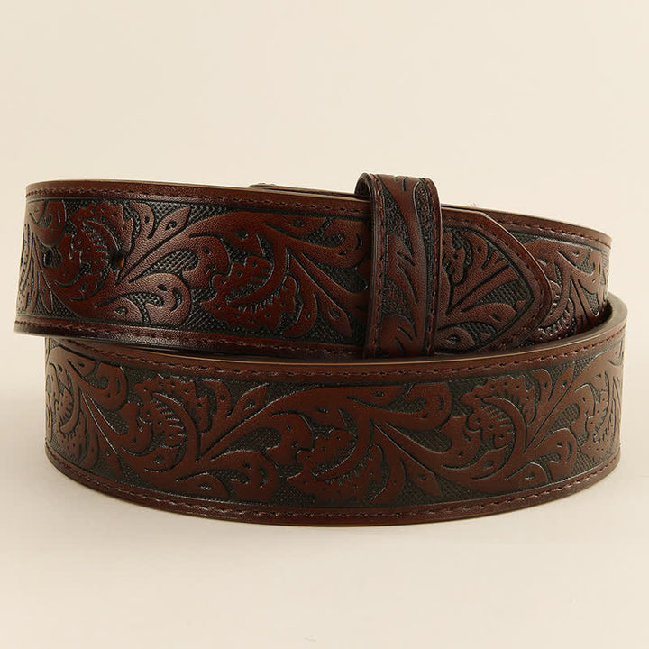 Western Flower Embroidered DIY Ledergürtelband ohne Gürtelschnalle