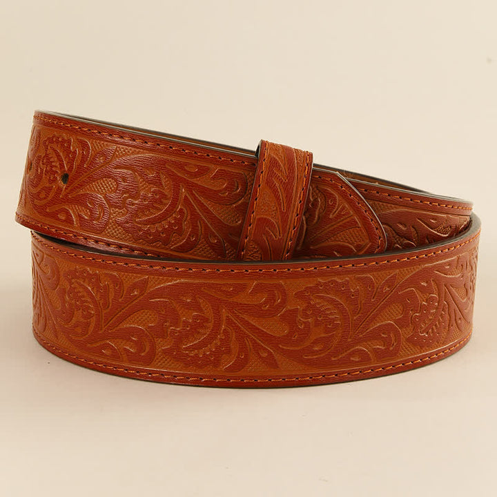 Western Flower Embroidered DIY Ledergürtelband ohne Gürtelschnalle