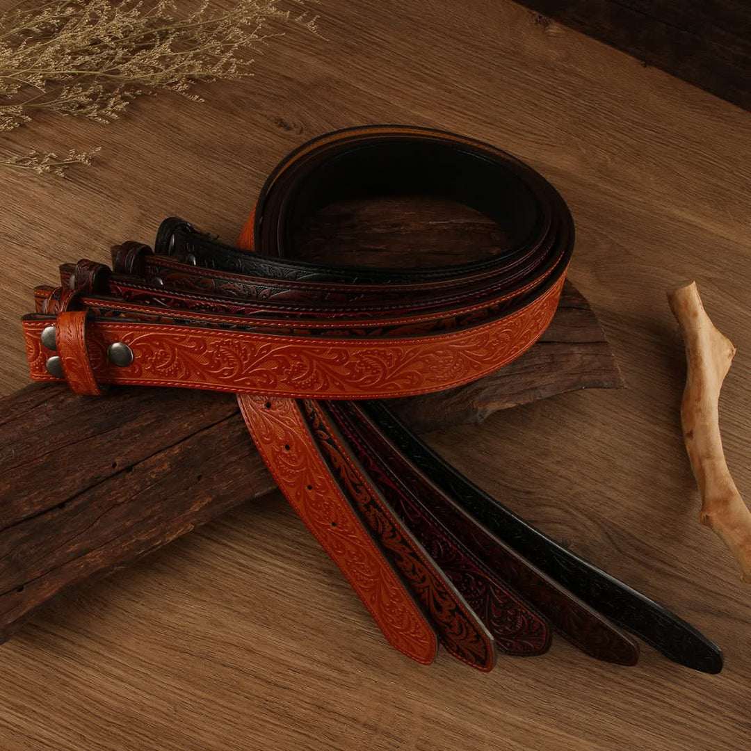 Western Flower Embroidered DIY Ledergürtelband ohne Gürtelschnalle