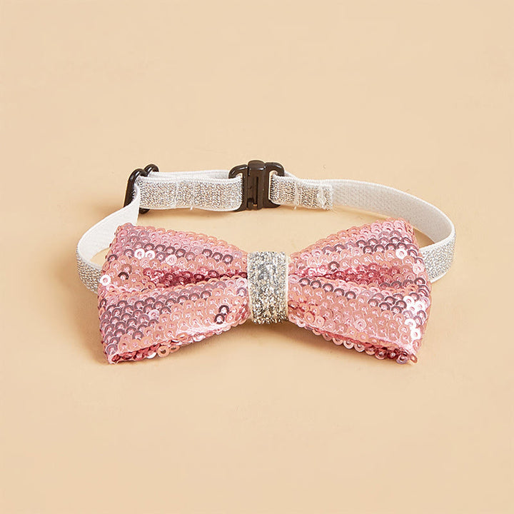 Glitzernde Pailletten-Halsband-Fliege für Haustiere, verstellbar
