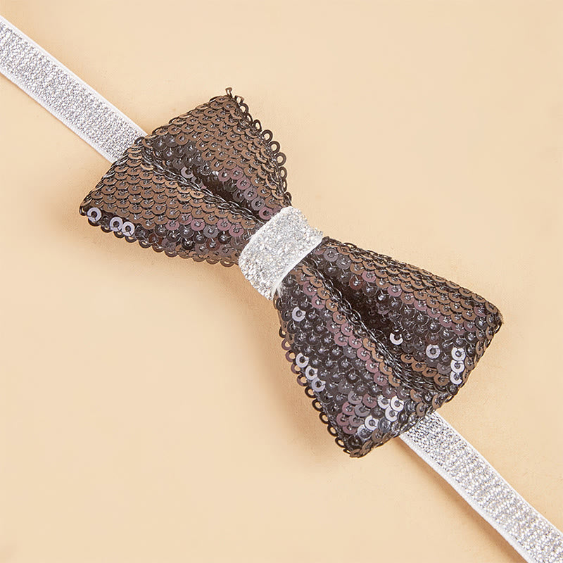 Glitzernde Pailletten-Halsband-Fliege für Haustiere, verstellbar