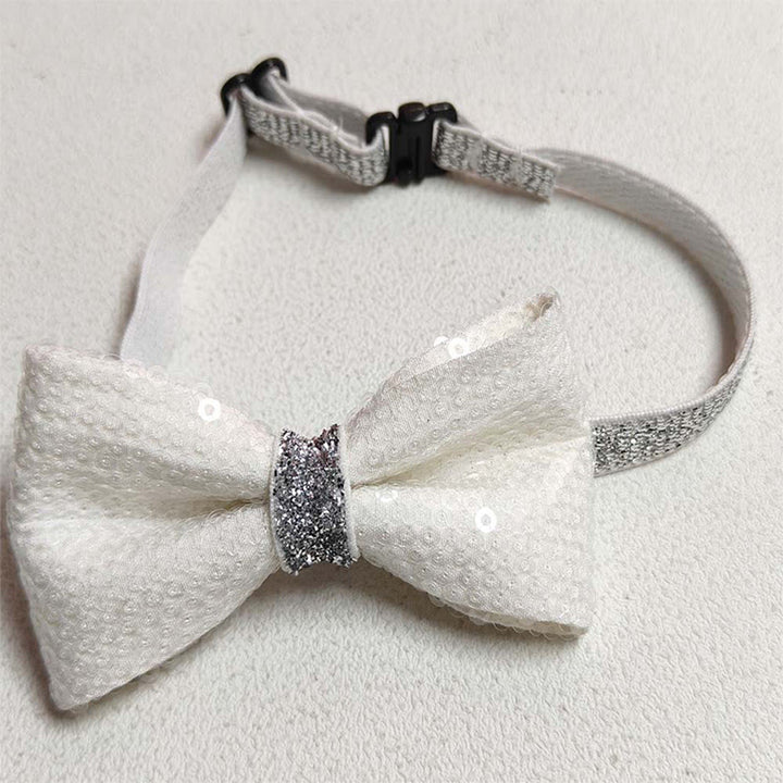 Glitzernde Pailletten-Halsband-Fliege für Haustiere, verstellbar