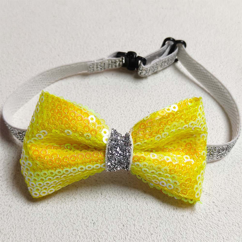 Glitzernde Pailletten-Halsband-Fliege für Haustiere, verstellbar