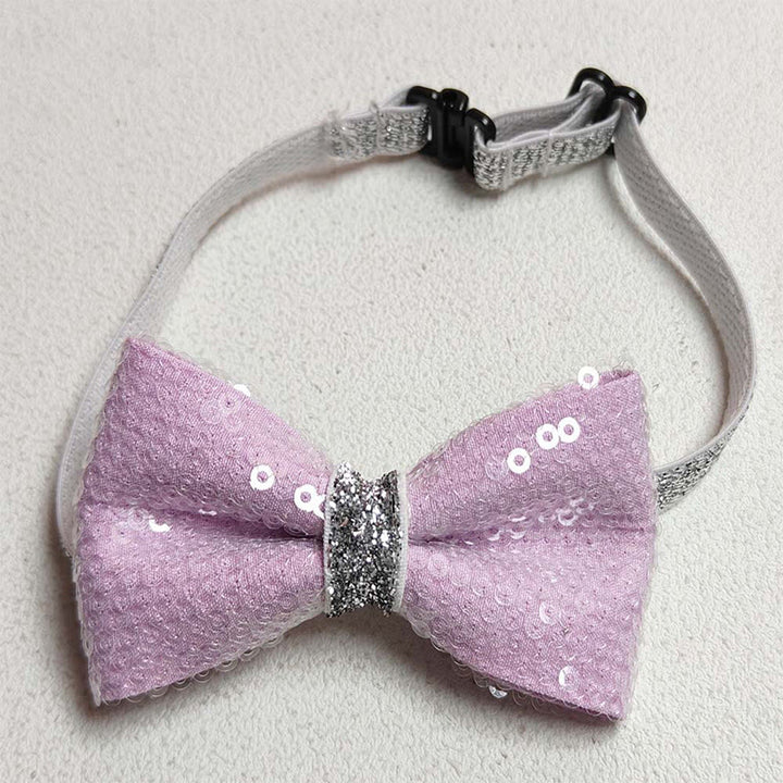 Glitzernde Pailletten-Halsband-Fliege für Haustiere, verstellbar