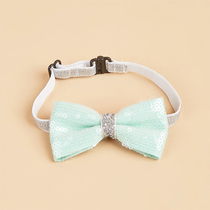 Glitzernde Pailletten-Halsband-Fliege für Haustiere, verstellbar