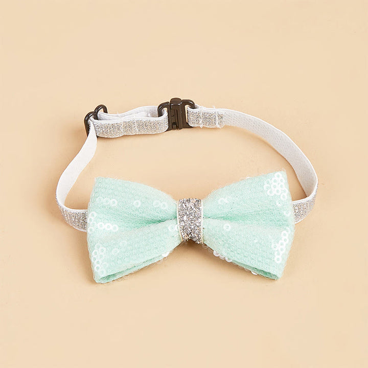 Glitzernde Pailletten-Halsband-Fliege für Haustiere, verstellbar